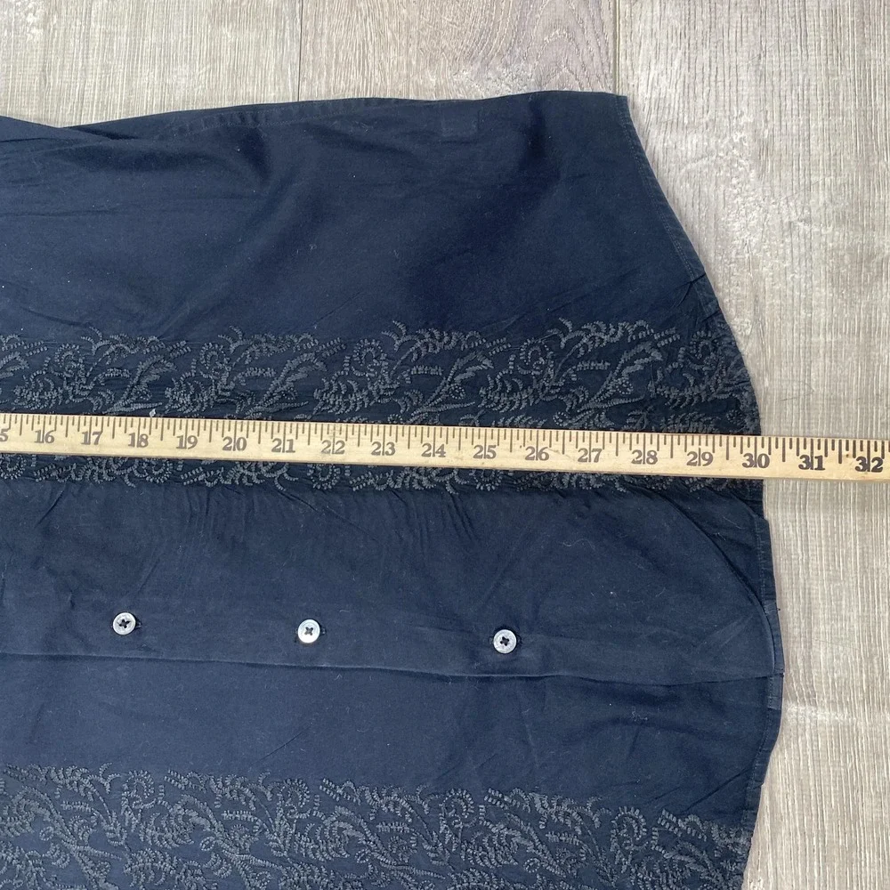 Banana Republic Shirt Mens Medium‎ Black Embroidered Long Sleeve Button Up